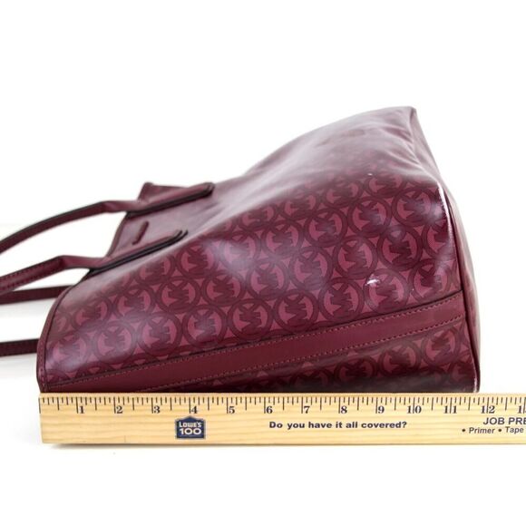 Large Michael Kors BURGUNDY COATED CANVAS LOGO SHOULDER BAG TOTE HANDBAG PURSE - Picture 15 of 16